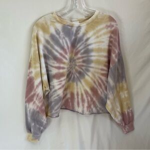 X Project Social T Women’s Crop Sweater Tie Dye Pullover Crewneck S